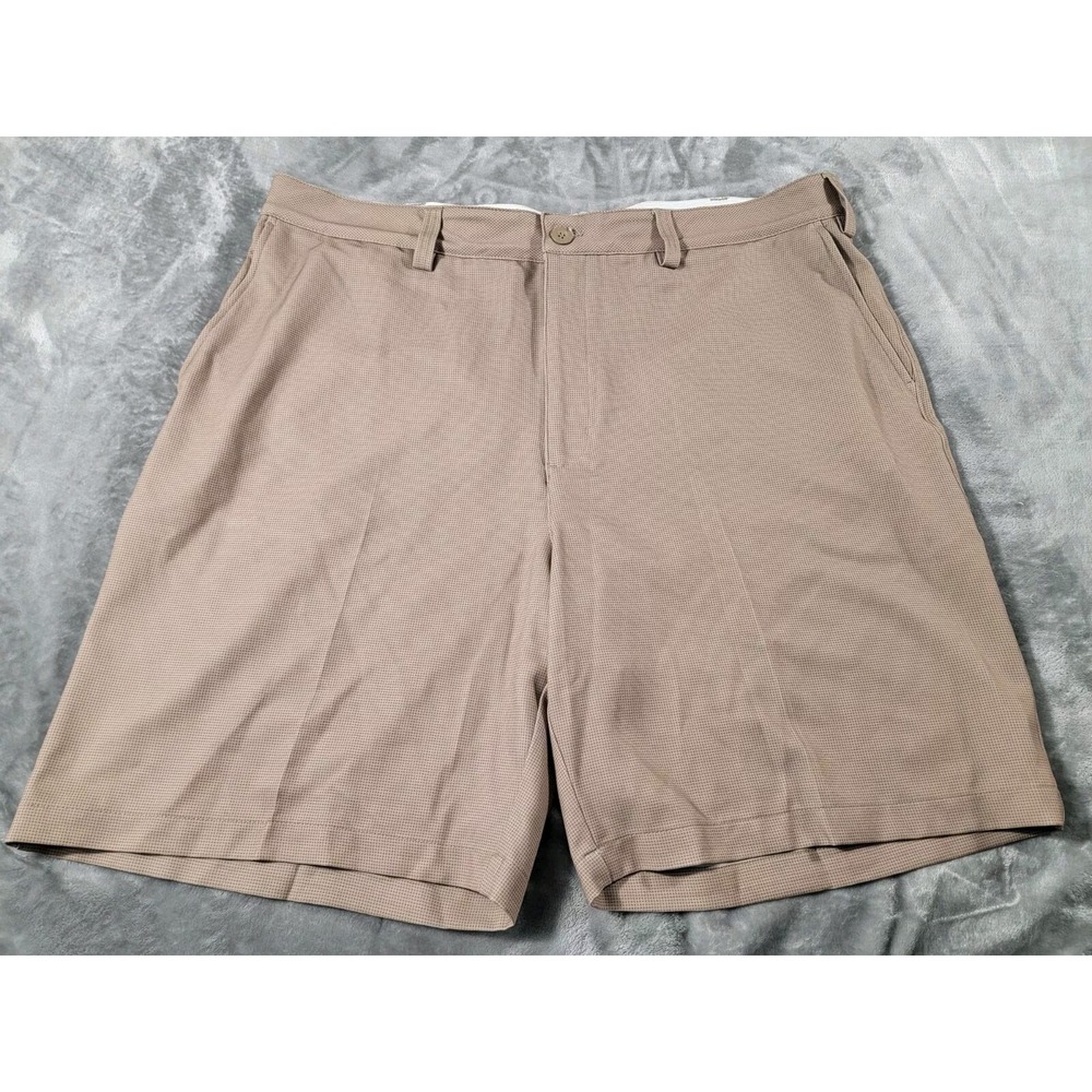 Reebok Golf Performance Shorts Stretch Beige Check Chino Mens 44 (measures 42)